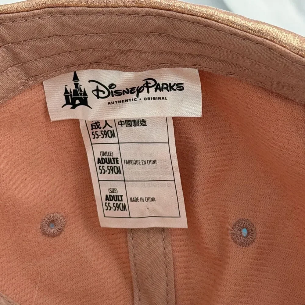 Disney Parks Rose Gold Mickey Hat Metallic Sequin Ears Logo Adjustable Cap Adult